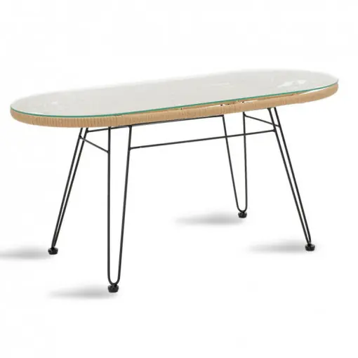 Cel mai vândut Masa de Gradina Naoki Negru - Natural 100x45x46 cm