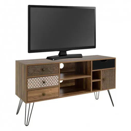 Doar azi Comoda TV Pako World, Model Boho, xx cm, Nuc/Negru