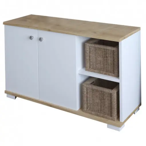 Preț mic Pantofar Model Deril, Alb/Sonoma, 90x33x52 cm
