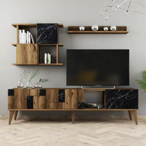 Cumpără acum Ansamblu Comoda TV Madrid Walnut-Negru