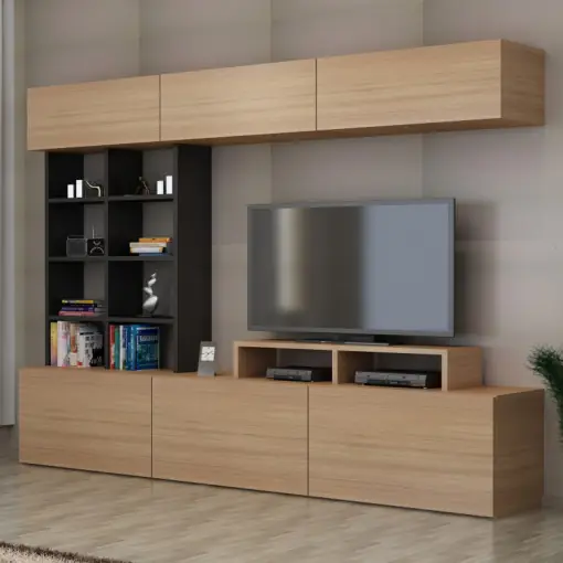 Reduceri Ansamblu Comoda TV Sasa Teak-Negru