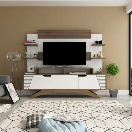 Ansamblu Comoda TV Deparo Walnut-Alb Vezi acum