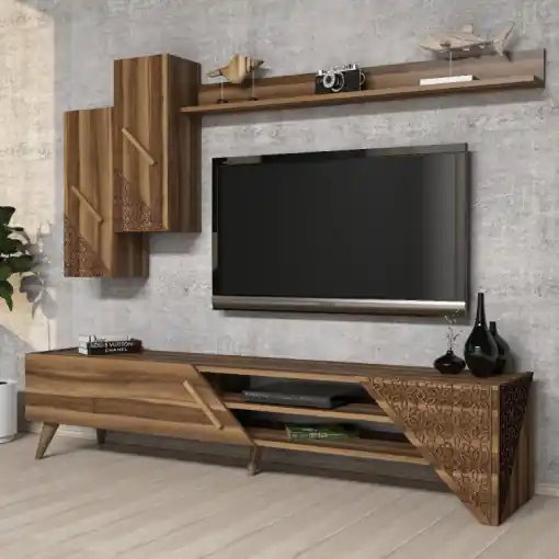 Ansamblu Comoda TV Beril Walnut Preț redus