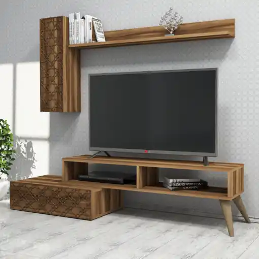 Ansamblu Comoda TV Planet Walnut Expediere rapidă