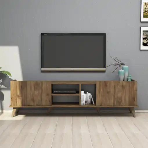 Comoda TV Salvador, Model Elegante1310, 180x52x34 cm, Nuc Ofertă