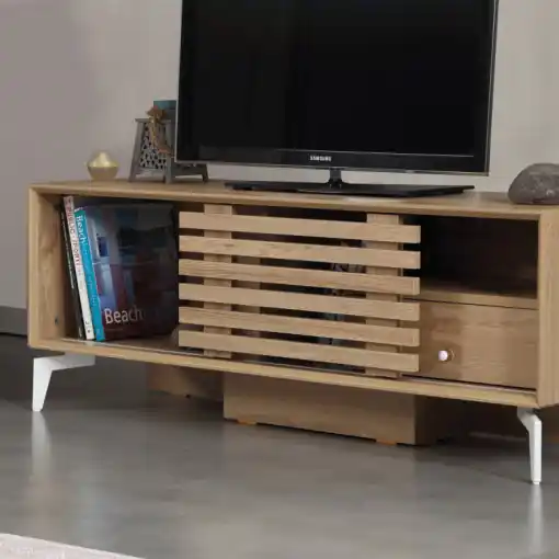 Comoda TV Salvador, Model Lulu125Lk, 125x50x41 cm, Stejar Reduceri