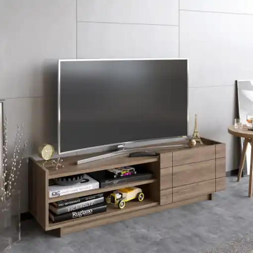 Reducere specială Comoda TV Salvador, Model Valantina, 140x41.4x37.1 cm, Nuc