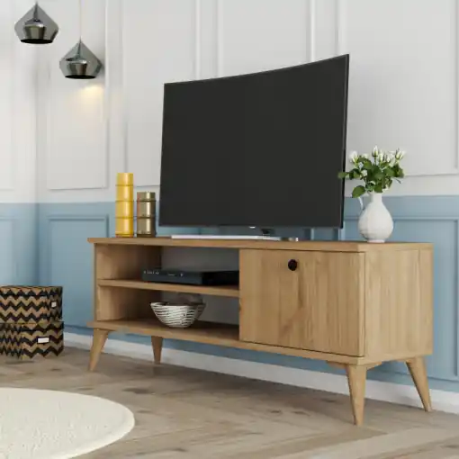 Comoda TV Salvador, Model Retro1562, 120x44.6x29.5 cm, Stejar Comandă acum