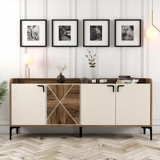 Preț mic Comoda Model Venedik, Nuc/Crem, 180x35x78 cm
