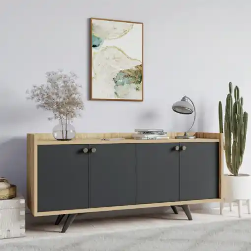 Expediere rapidă Comoda Model Piran, Antracit/Stejar, 150x40x75 cm