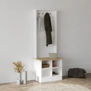 Ofertă limitată Cuier hol Model Mare, Stejar/Alb, 64x43x175 cm
