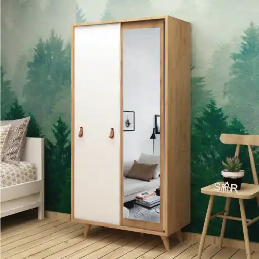 Preț redus Dulap haine Model Yahha, Stejar/Alb, 100x60x190 cm