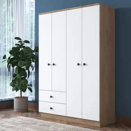 Dulap haine Model BA108-2067, Nuc/Alb, 120x42.5x170 cm Cumpărături sigure