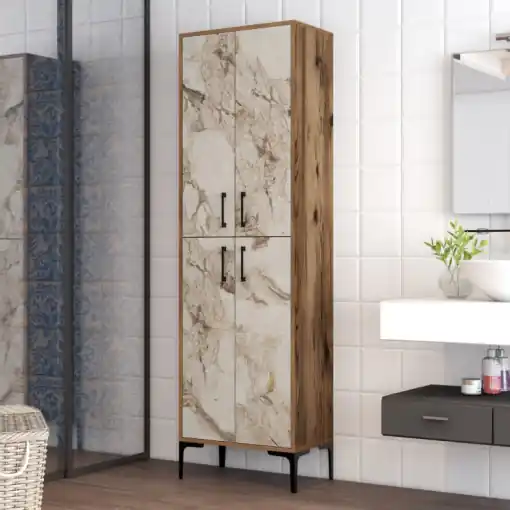 Ofertă Dulap Pentru Baie Berlina Walnut-Alb