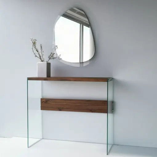 Consola Model Niagara, Nuc/Transparent, 91x37x80 cm Reducere specială