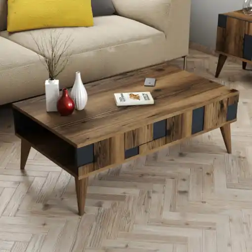 Preț redus Masuta de Cafea Model Kent, 105x60x37.6 cm, Nuc/Antracit