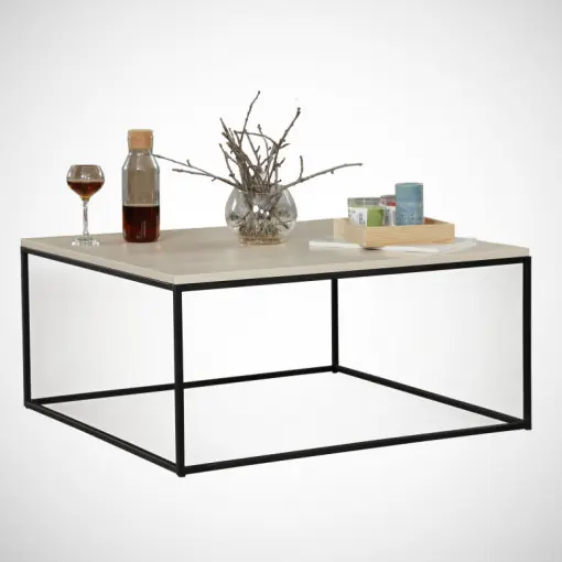 Premium Masuta de Cafea Model Lin, 75x75x43 cm, Stejar/Negru