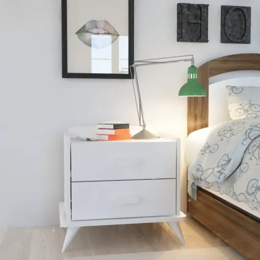 Preferatul clienților Noptiera Model Brooks, Alb, 60xx42.1x58.6cm