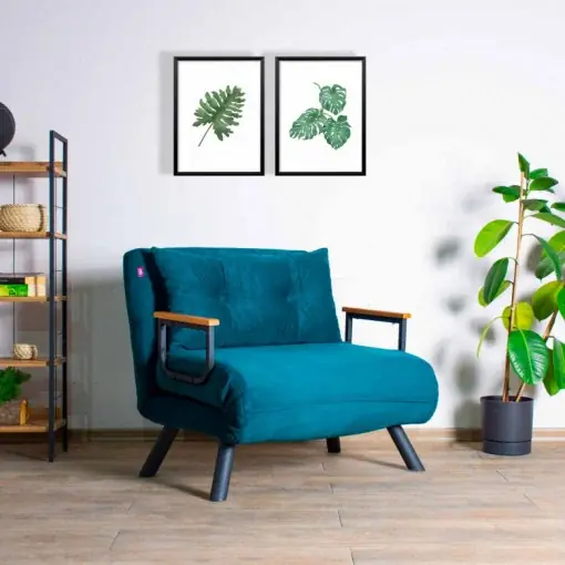 Cumpărături sigure Fotoliu Extensibil tip Canapea Sando Single Petrol Verde