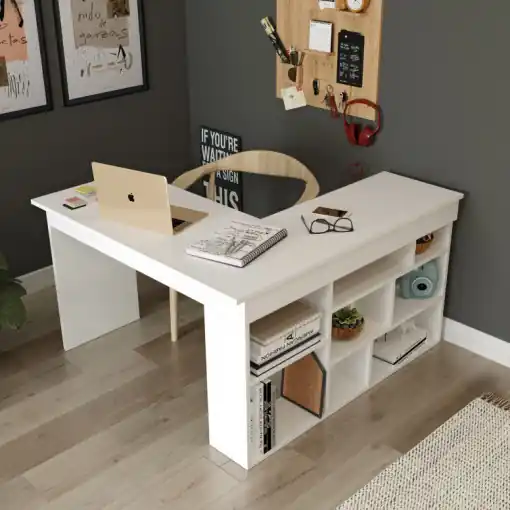 Cumpără acum Birou pe Colt Salvador, model CT5, 120x75x60 cm, Alb