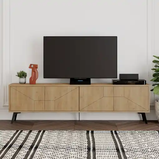 Comoda TV Salvador, Model Dune, 180x50x29.6 cm, Stejar Cumpărături sigure