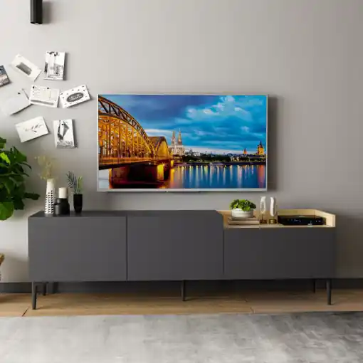 Comoda TV Salvador, Model Mia, 160x48x37 cm, Antracit Nu rata