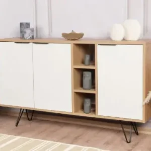 Comoda Model Clara, Stejar/Alb, 142x35.6x83 cm Livrare rapidă