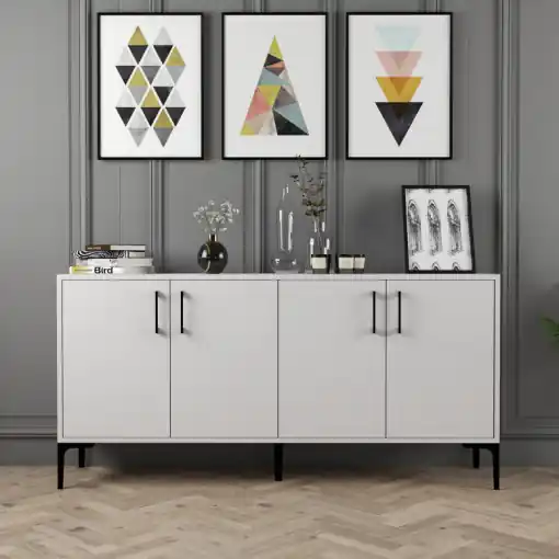 Livrare rapidă Comoda Model Kiev, Alb, 160x35x78 cm