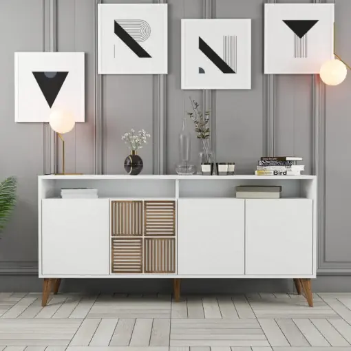 Comoda Model Milan, Alb, 160x35x78 cm Mai ieftin