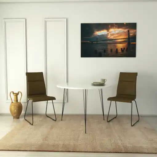 Masa Model Gordon, 90x90x75 cm, Alb lucios Super ofertă