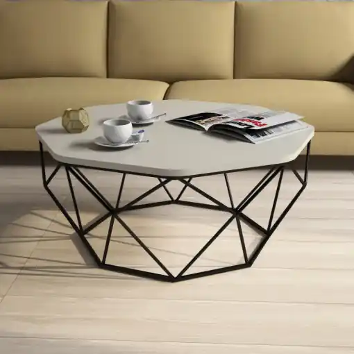 Masuta de Cafea Model Kent, 90x90x38 cm, Crem Retur ușor