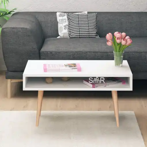 Masuta de Cafea Model Clayton, 80x45x53.6 cm, Alb, Lemn Plată securizată