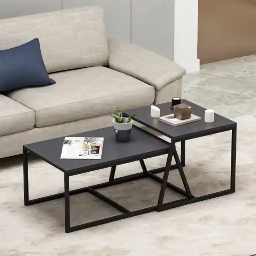 Set 2 Masute de Cafea Model Lucas, 75x50x38/55x57x45 cm, Antracit Comandă acum