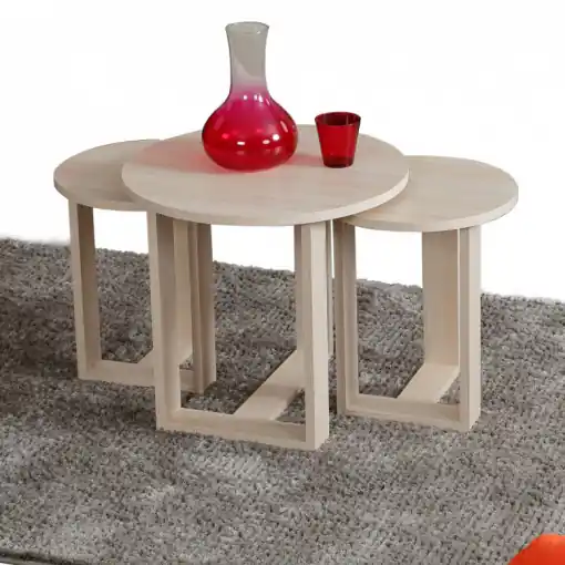 Ultima șansă Masuta de Cafea Model Woods, 52x52x47/36x36x43/36x36x41 cm, Stejar