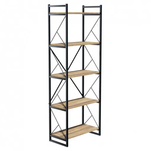 Preț promoțional Biblioteca Pako World, Model Baker, 66x34x180 cm, Nuc/Negru