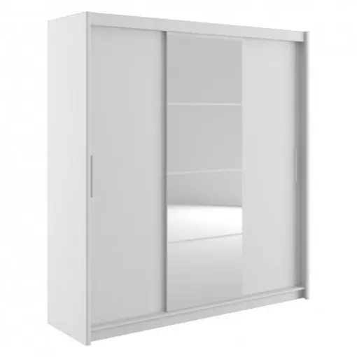 Nu rata Dulap Elodie cu 3 usi glisante cu oglinda alb 200x61x216cm