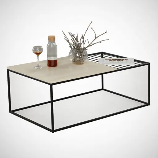 Masuta de Cafea Model Sloan, 95x55x43 cm, Stejar/Negru Ofertă