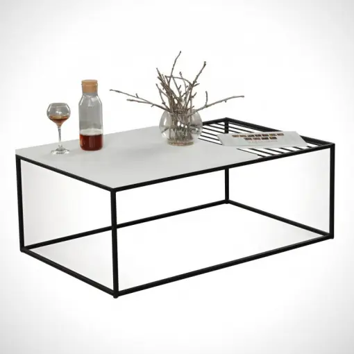 Masuta de Cafea Model Sloan, 95x55x43 cm, Alb/Negru Disponibil imediat