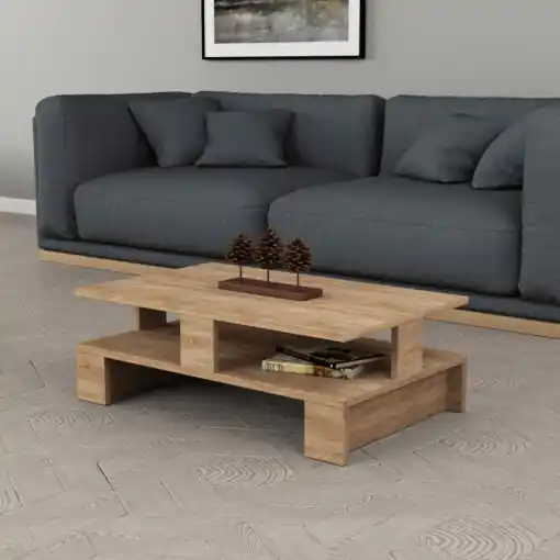 Masuta de Cafea Model Woods, 80x50x27.5 cm, Stejar Premium