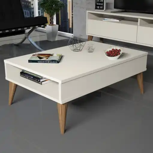 Masuta de Cafea Model Rosas, 90x60x34.6 cm, Crem Reducere