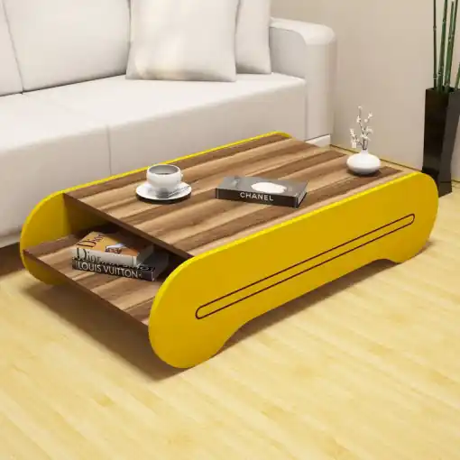 Masuta de Cafea Model Boyer, 120x63.6x30 cm, Nuc/Galben Cel mai bun preț
