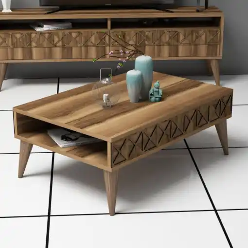 Masuta de Cafea Model Trevino, 90x60x34.6 cm, Nuc Noutate