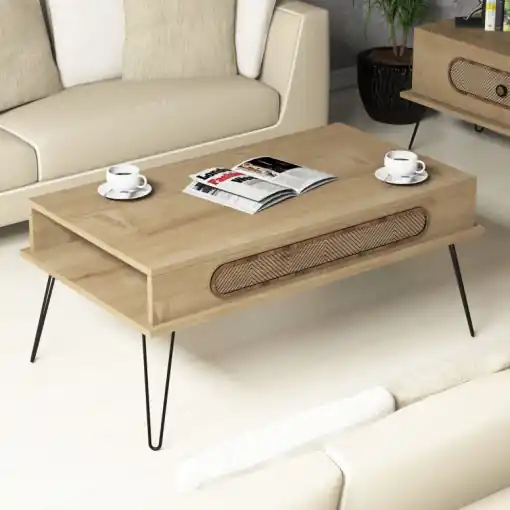 Masuta de Cafea Model Donovan, 105x56x45.8 cm, Stejar Ofertă