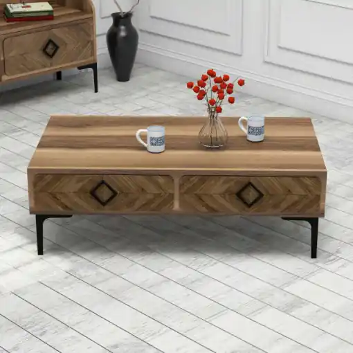 Masuta de Cafea Model Pitts, 105x60x34.6 cm, Nuc Expediere rapidă