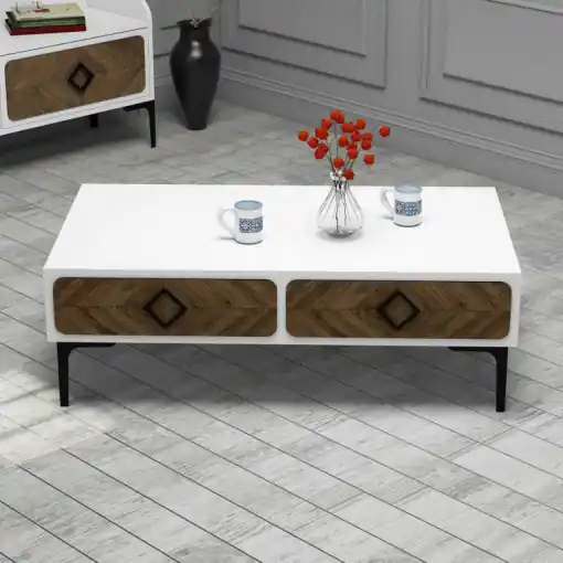 Bestseller Masuta de Cafea Model Pitts, 105x60x34.6 cm, Alb