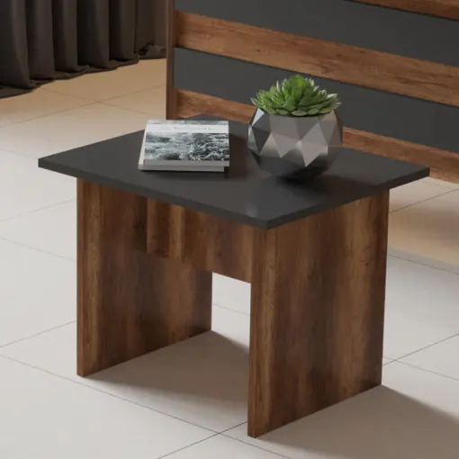 Masuta de Cafea Model Villalobos, 60x50x46.3 cm, Nuc/Antracit Livrare rapidă