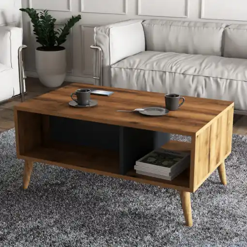 Masuta de Cafea Model Quinn, 90x41.6x54 cm, Nuc Retur ușor