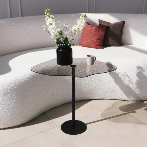 Reducere extra Masuta de Cafea Model Cross, 60x45x50 cm, Negru, Blat Sticla securizata