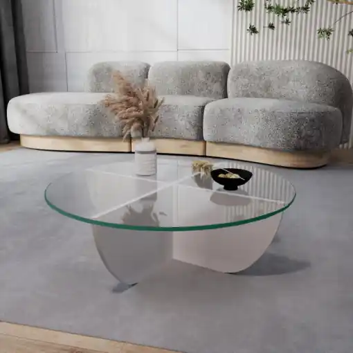 Masuta de Cafea Model Ivan, 90x90x30 cm, Alb, Blat Sticla securizata Cumpără acum