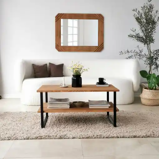 Masuta de Cafea Model Anya, 85x60x40 cm, Stejar/Negru Livrare expres